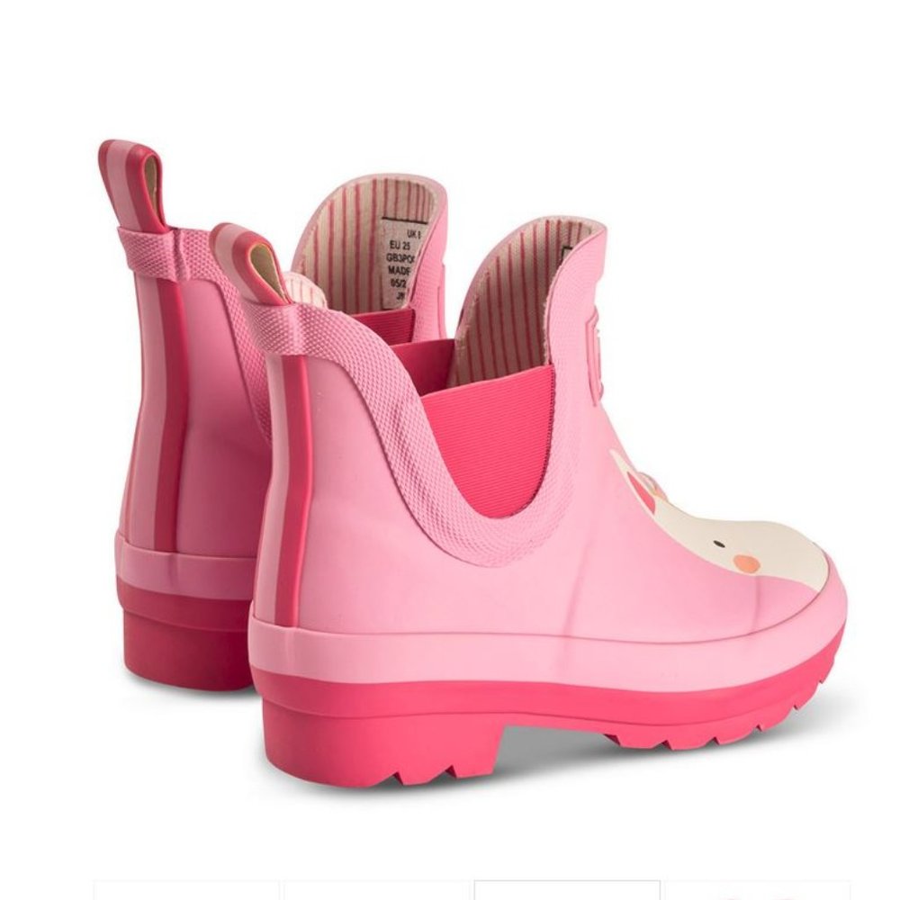 Joules 'Unicorn' Short Rain Boots in PINK (2) - Picture 2 of 15